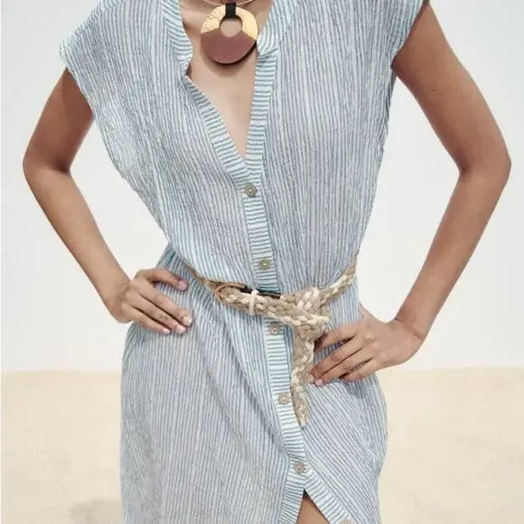 ZARA STRIPED MIDI DRESS - Picture 3 of 8